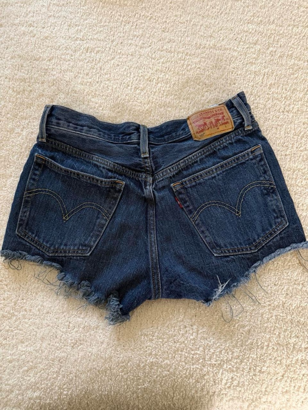 Levi's Dark Blue Denim Cutoff Shorts with Raw Hem